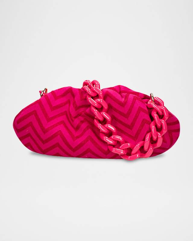 Medium Chevron Canvas Pouch Shoulder Bag